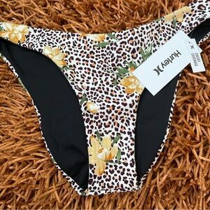NWT Hurley Floral Leopard Bikini Bottom Cheeky Coverage Size M